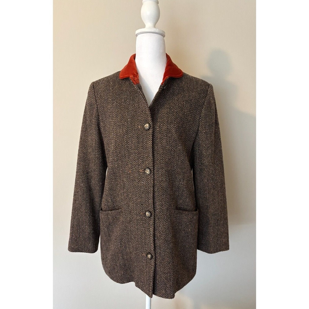 Harve Benard Classic Tweed Wool‎ Blazer Brown Orange Blazer  Size Small Medium